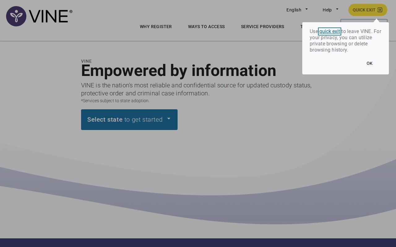 VINELink national custody notification site